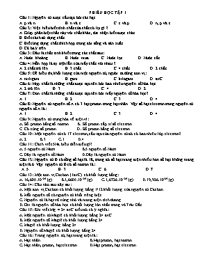 Phiếu học tập 1 - Môn Hóa học Lớp 8
